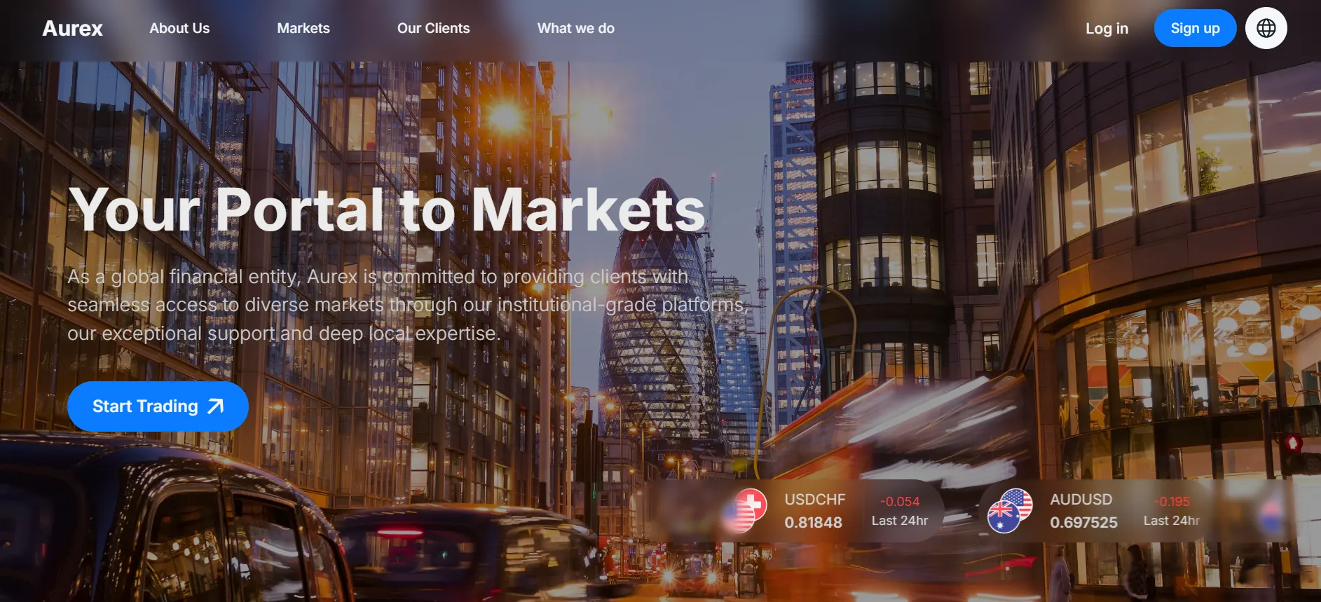 Screenshot website Aurex Markets