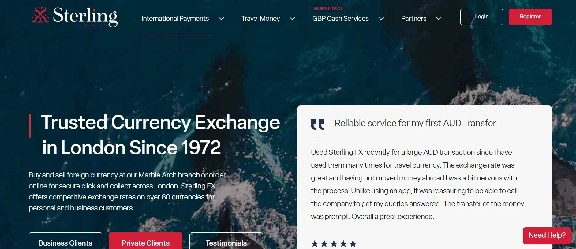 Screenshot website Sterling FX