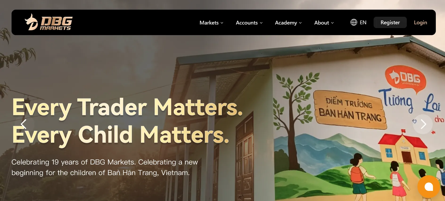 Screenshot website DBG Markets